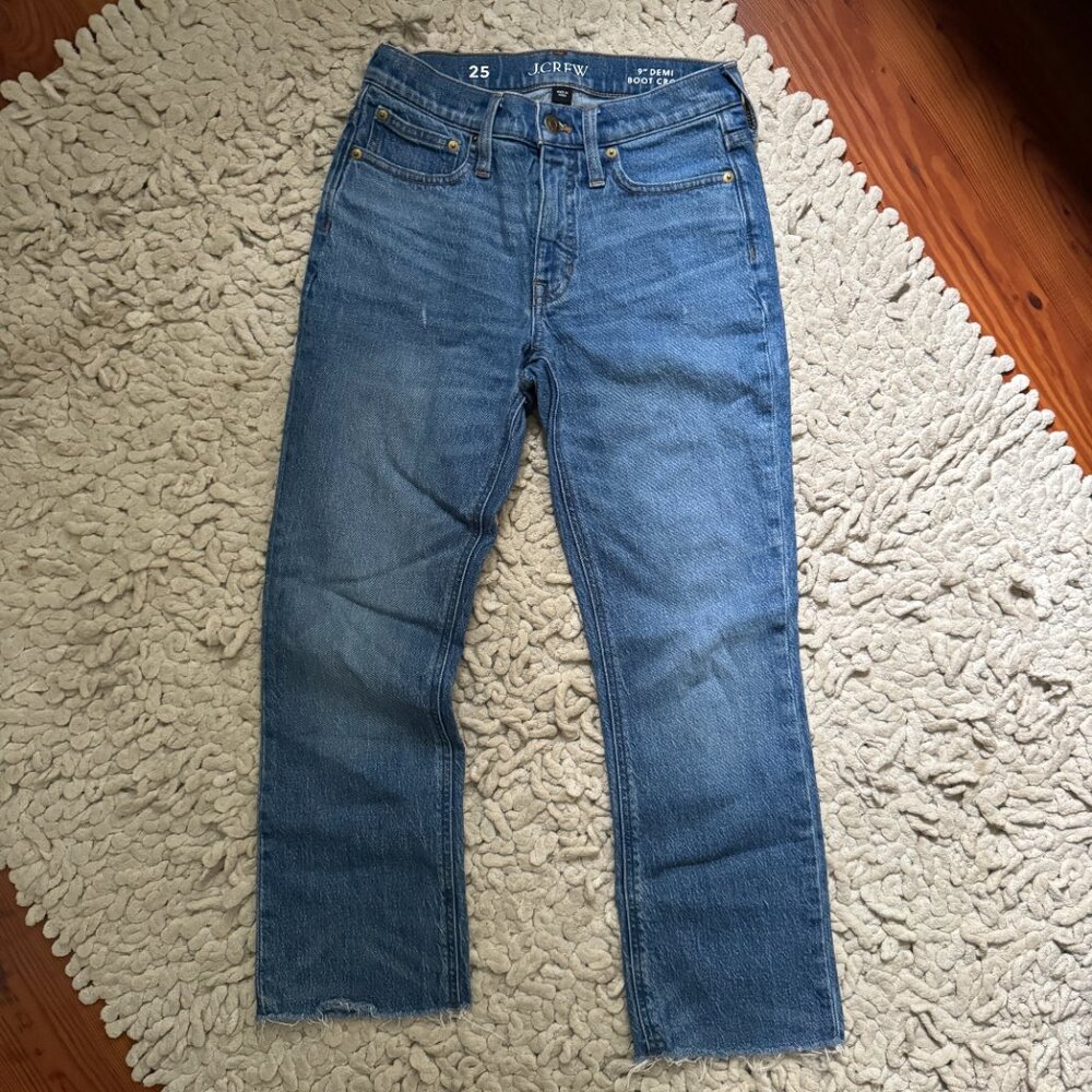 EUC J. Crew 9” Demi Boot Crop Jean Medium Blue Sz 25 - Picture 4 of 5